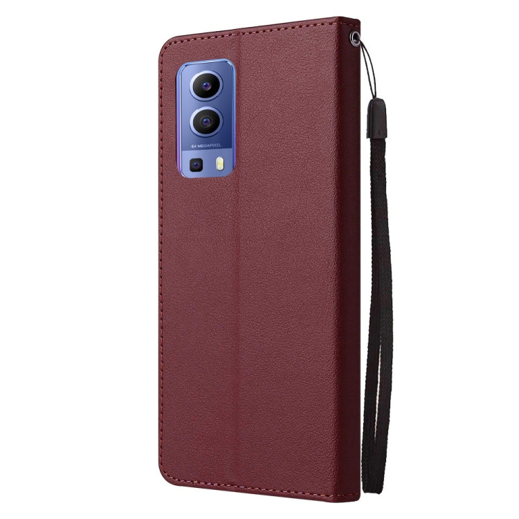 For vivo Y72 5G 3-Card Slots Multifunctional Leather Phone Case