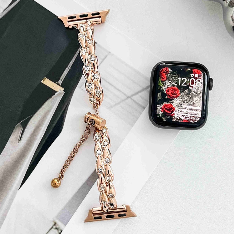 For Apple Watch SE 40mm Rhinestone Peacock Metal Bracelet Watch Band