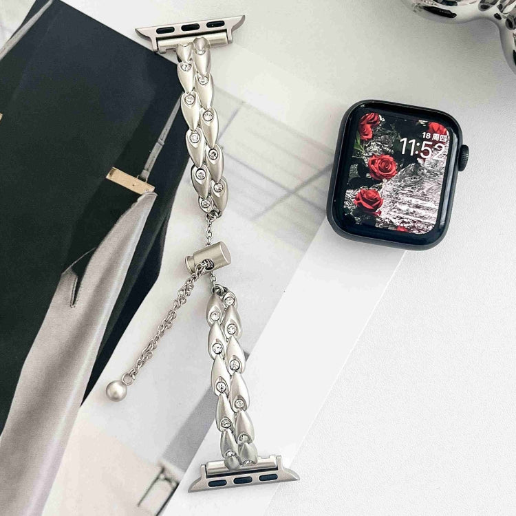 For Apple Watch SE 40mm Rhinestone Peacock Metal Bracelet Watch Band