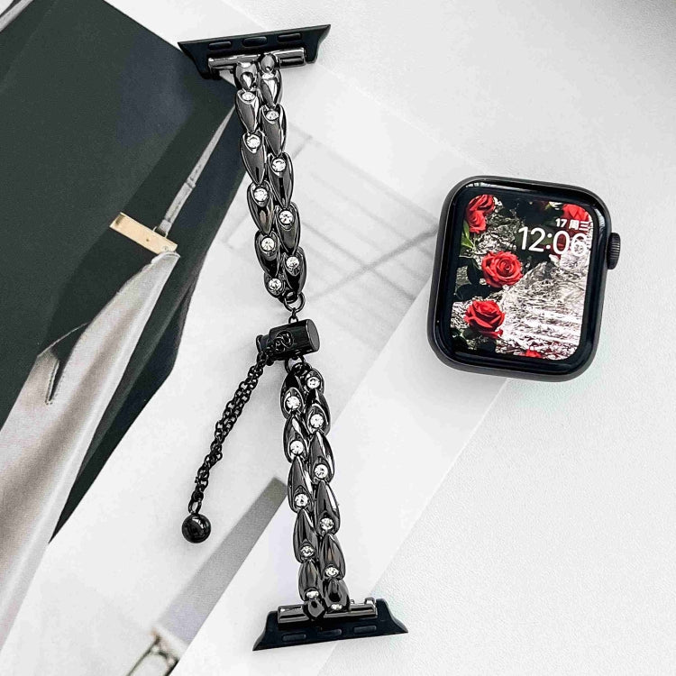 For Apple Watch Series 3 42mm Rhinestone Peacock Metal Bracelet Watch Band