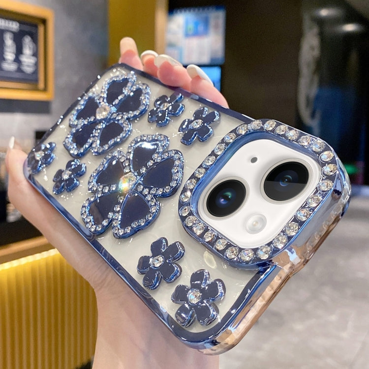 For iPhone 15 Electroplating Flower Diamond TPU Phone Case