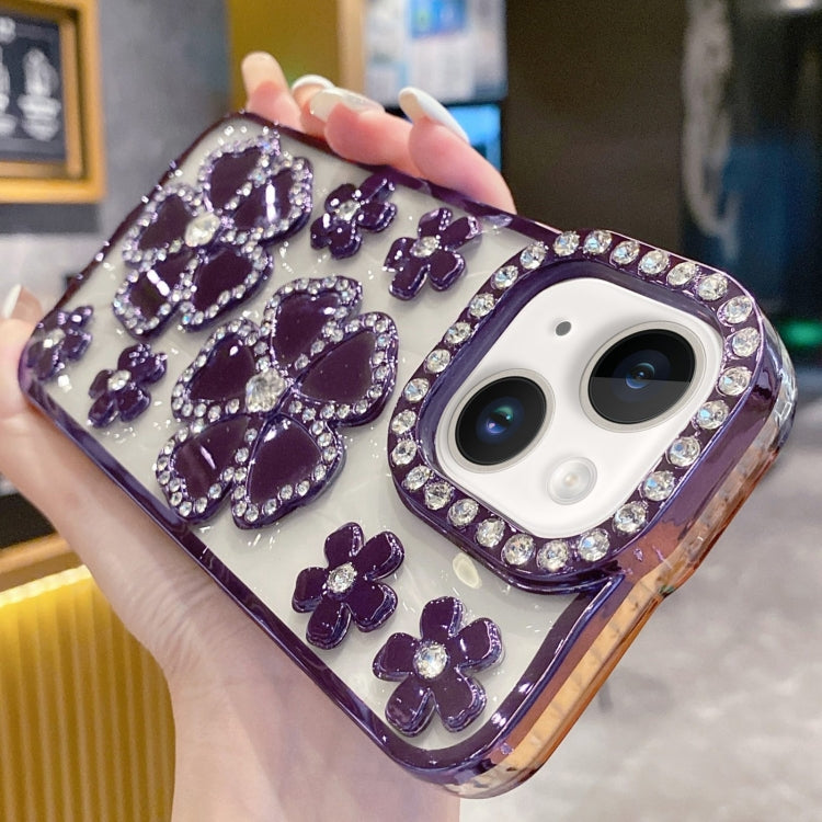 For iPhone 14 Plus Electroplating Flower Diamond TPU Phone Case
