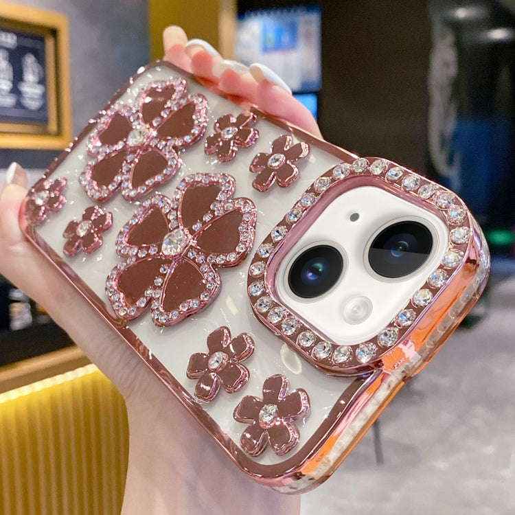 For iPhone 14 Plus Electroplating Flower Diamond TPU Phone Case