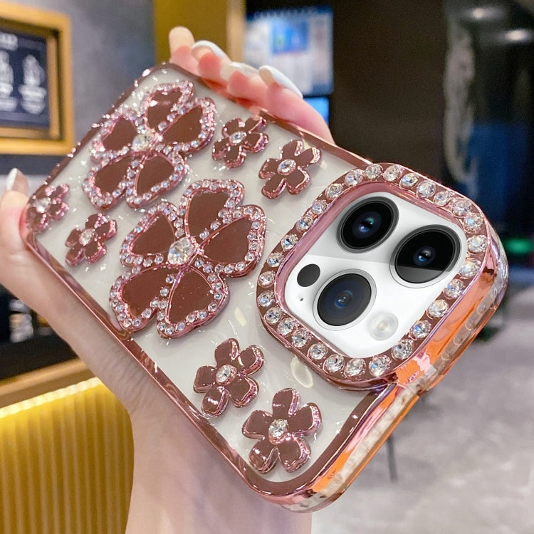 For iPhone 14 Pro Electroplating Flower Diamond TPU Phone Case