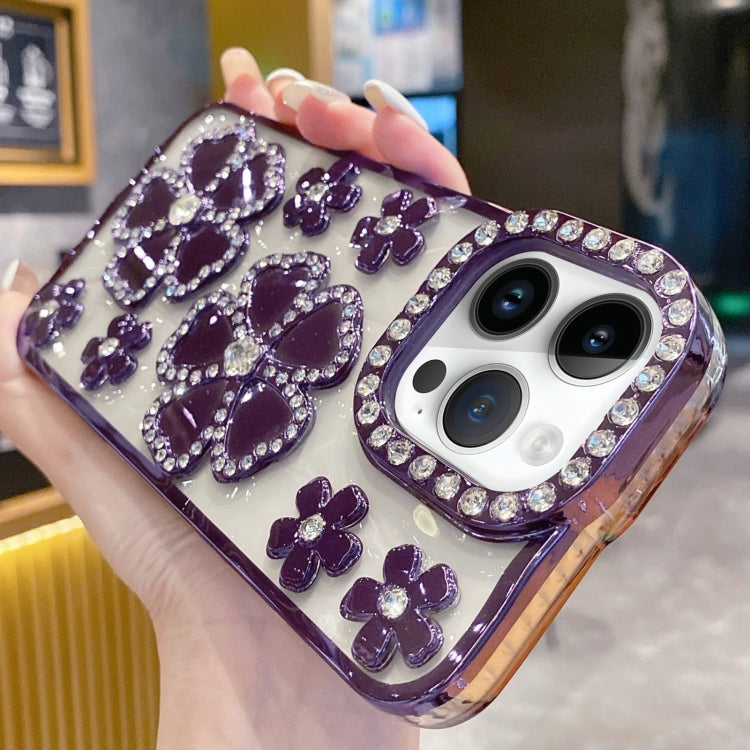 For iPhone 12 Pro Max Electroplating Flower Diamond TPU Phone Case