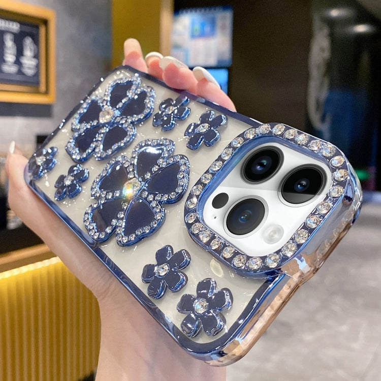 For iPhone 11 Pro Max Electroplating Flower Diamond TPU Phone Case