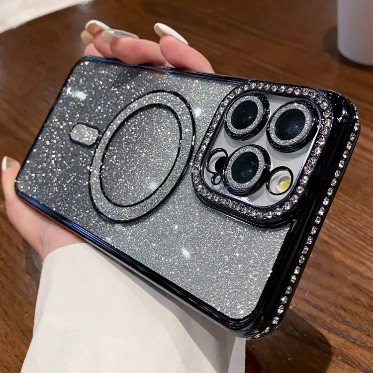 For iPhone 15 Pro Max Diamond Gradient Glitter Plated MagSafe Phone Case