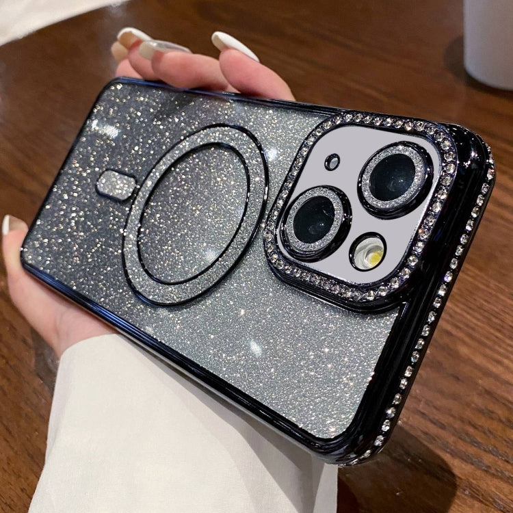 For iPhone 14 Plus Diamond Gradient Glitter Plated MagSafe Phone Case