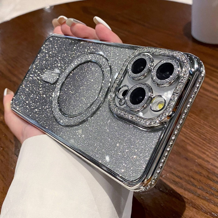 For iPhone 14 Pro Diamond Gradient Glitter Plated MagSafe Phone Case