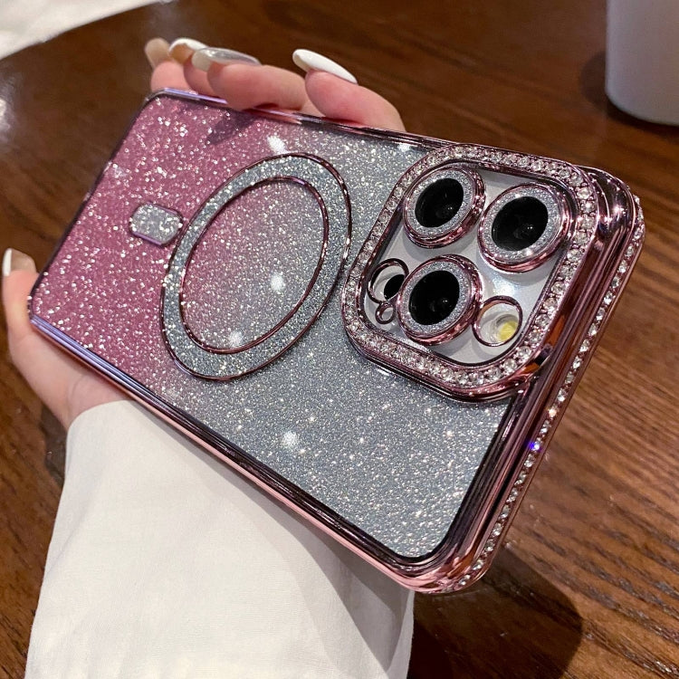 For iPhone 14 Pro Max Diamond Gradient Glitter Plated MagSafe Phone Case