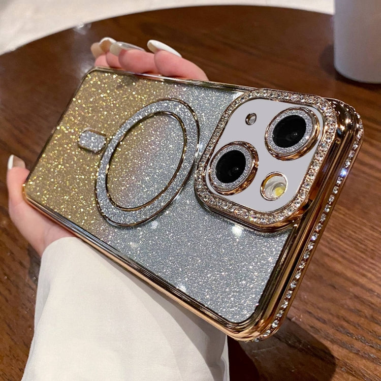 For iPhone 13 Diamond Gradient Glitter Plated MagSafe Phone Case