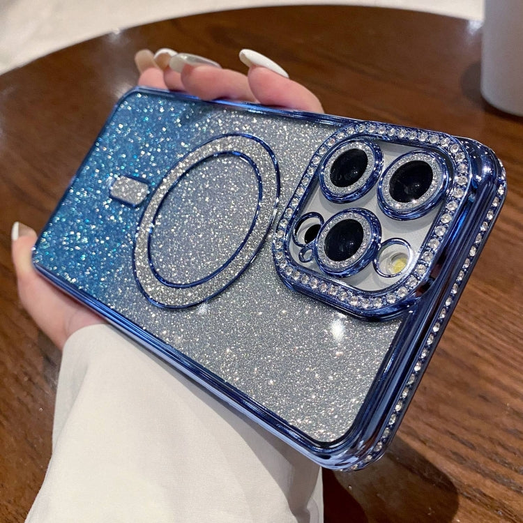 For iPhone 11 Pro Max Diamond Gradient Glitter Plated MagSafe Phone Case