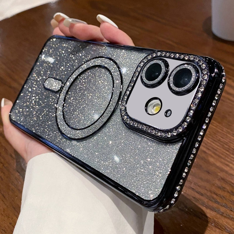 For iPhone 11 Diamond Gradient Glitter Plated MagSafe Phone Case