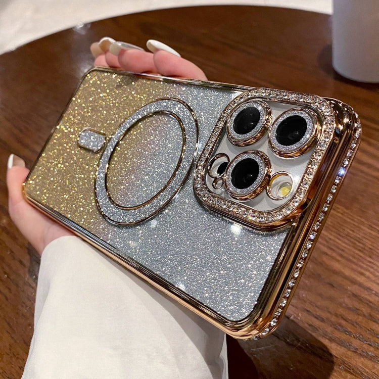 For iPhone 16 Pro Diamond Gradient Glitter Plated MagSafe Phone Case