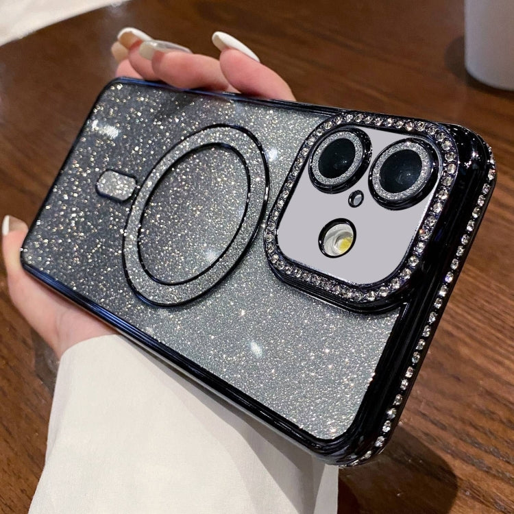 For iPhone 16 Diamond Gradient Glitter Plated MagSafe Phone Case