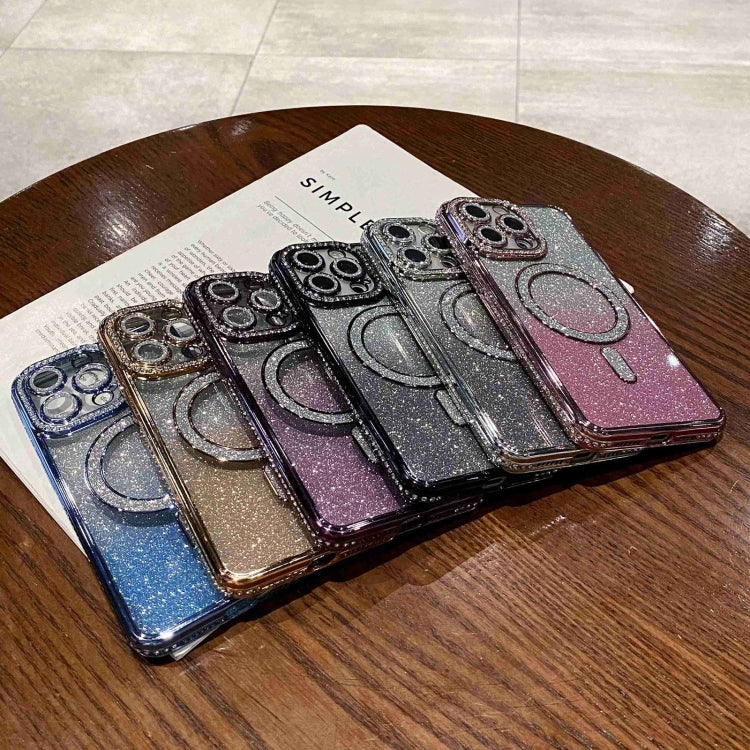 For iPhone 16 Pro Diamond Gradient Glitter Plated MagSafe Phone Case