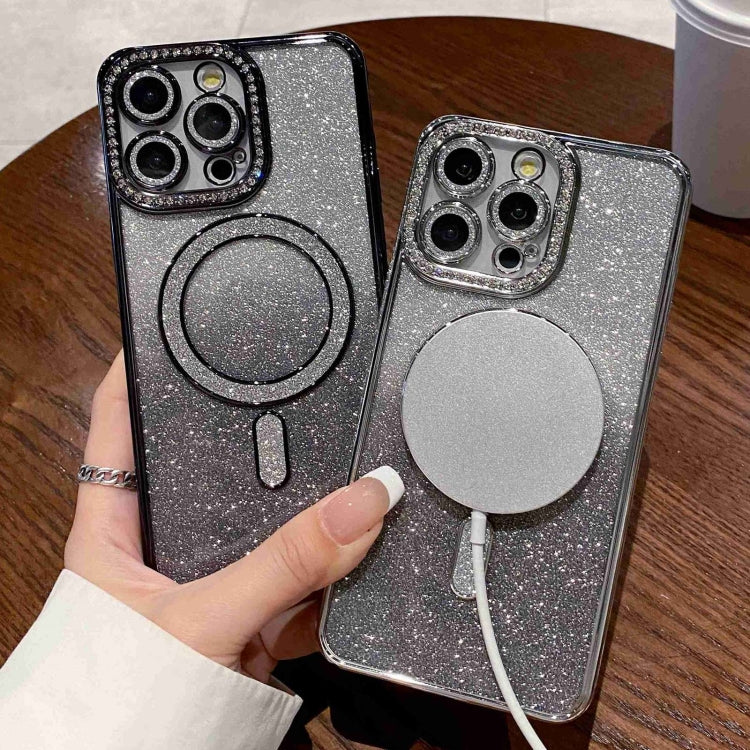 For iPhone 11 Diamond Gradient Glitter Plated MagSafe Phone Case