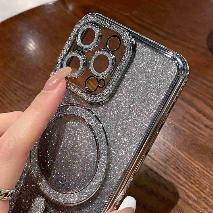 For iPhone 11 Diamond Gradient Glitter Plated MagSafe Phone Case
