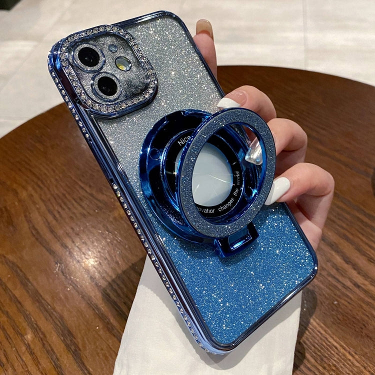 For iPhone 11 Gradient Glitter Diamond Plated Holder Magsafe Phone Case