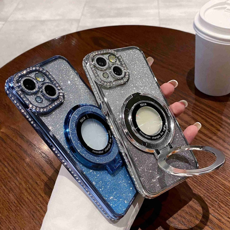 For iPhone 13 Pro Max Gradient Glitter Diamond Plated Holder Magsafe Phone Case