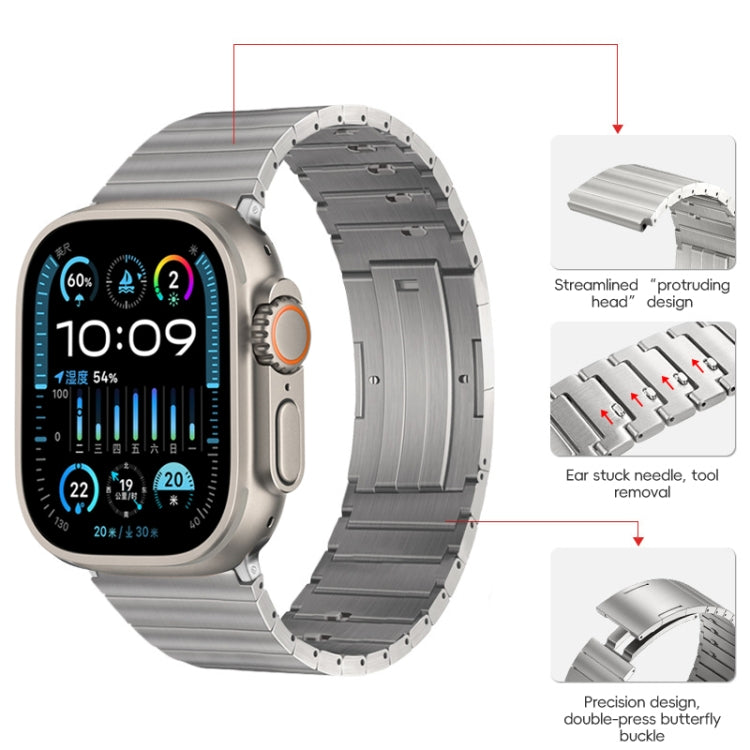For Apple Watch Ultra 49mm PG65 Single Bead Bamboo Joint Spring Bars Titanium Metal Watch Band