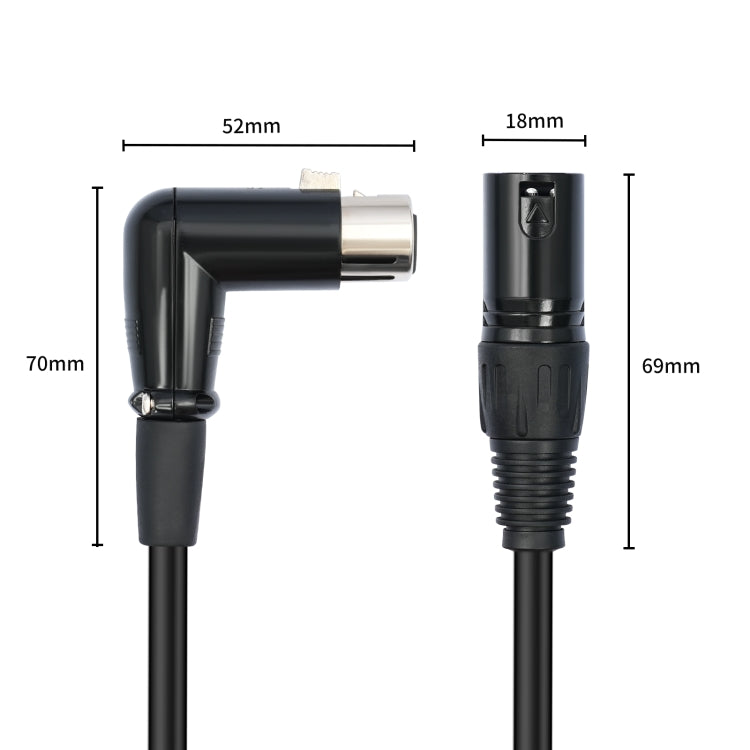 XK041L XLR 3pin Straight Male to Elbow Female Audio Cable, Length:3m - Black
