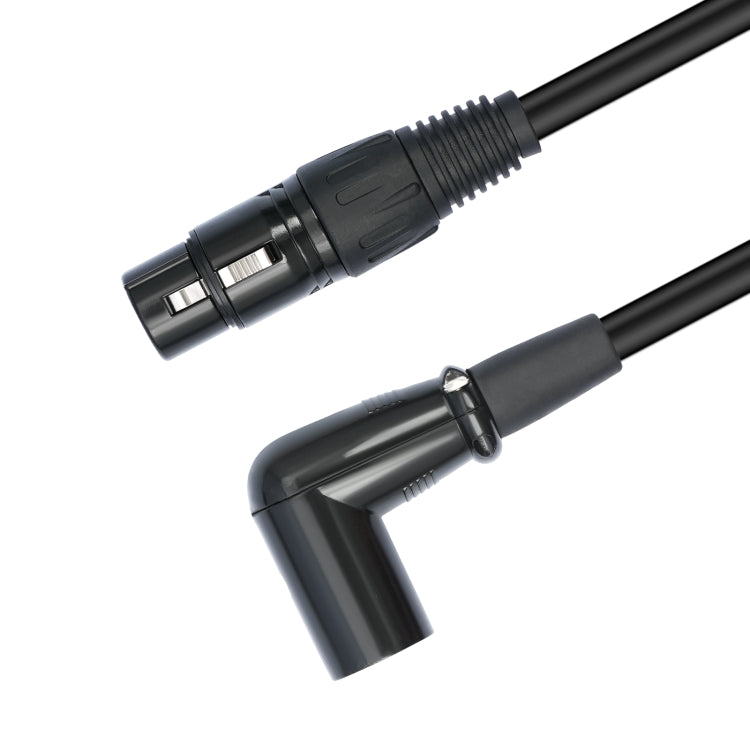 XK042L XLR 3pin Straight Female to Elbow Male Audio Cable, Length:1m - Black