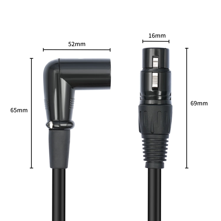 XK042L XLR 3pin Straight Female to Elbow Male Audio Cable, Length:3m - Black