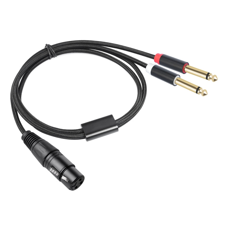 2020Y63 XLR Female to Dual 6.35mm 1/4 TRS Male Y-type Audio Cable, Length:2m - Black