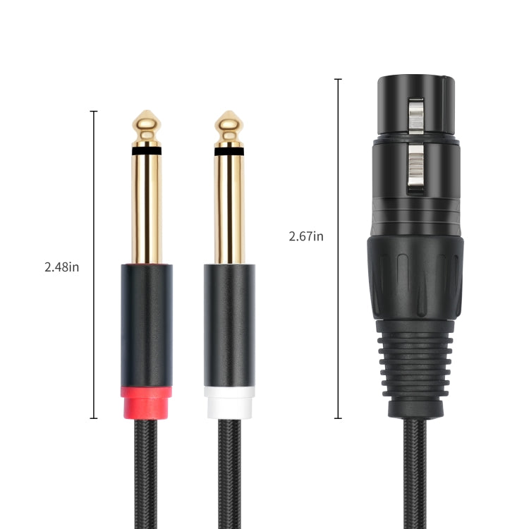 2020Y63 XLR Female to Dual 6.35mm 1/4 TRS Male Y-type Audio Cable, Length:3m - Black