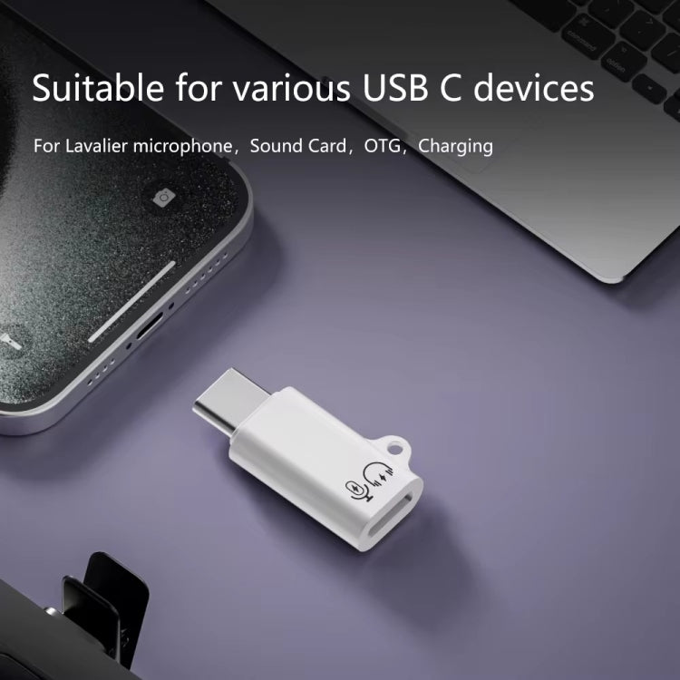 8 Pin Female to Type-C Male Adapter Audio Sound Card Connector No Hanging Ear