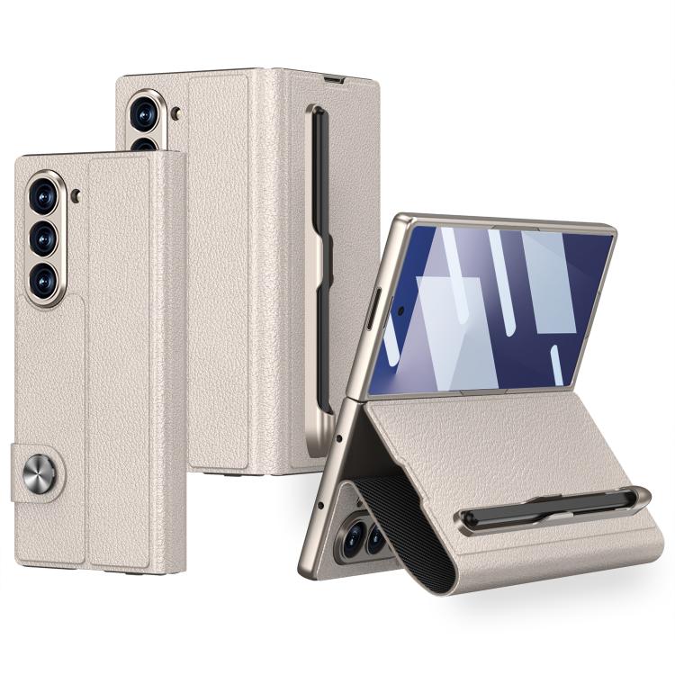 For Samsung Galaxy Z Fold7 5G GKK Integrated Flip Leather Case with Pen Slotm, Stylus Not Included