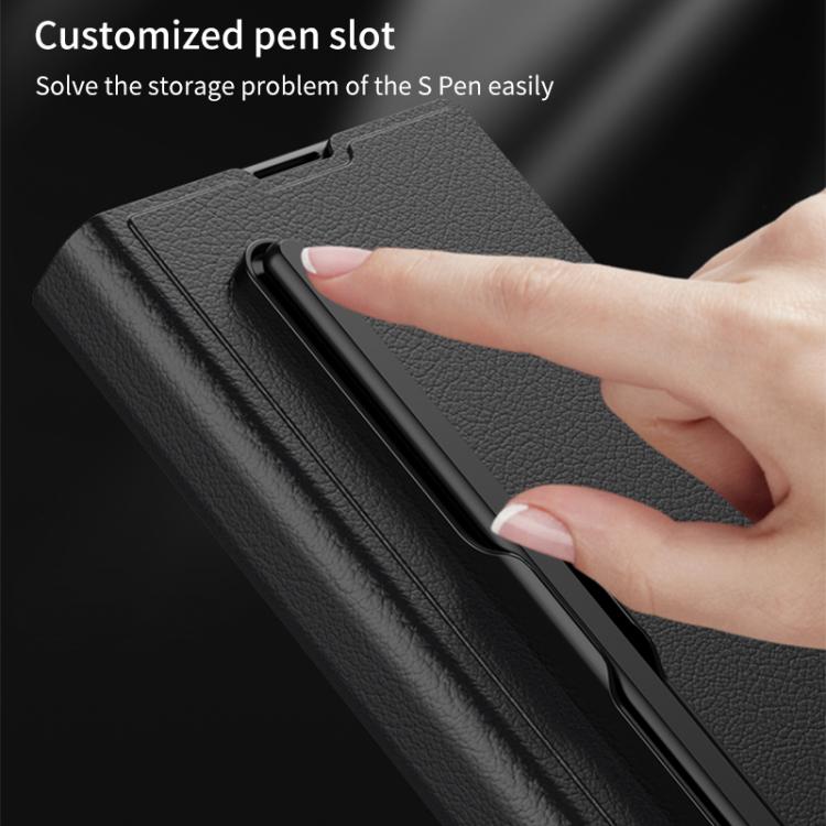 For Samsung Galaxy Z Fold7 5G GKK Integrated Flip Leather Case with Pen Slotm, Stylus Not Included