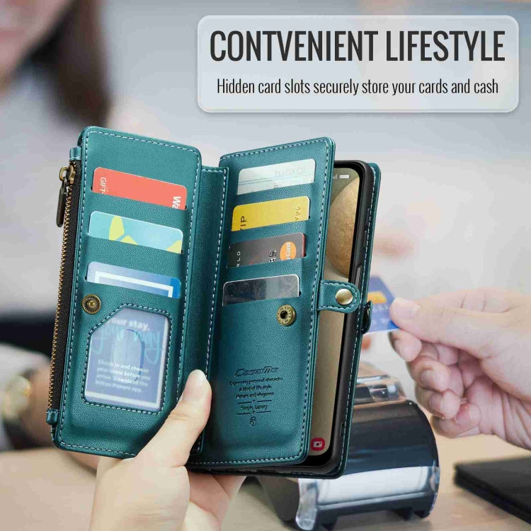 For Samsung Galaxy A12 5G CaseMe C36 Card Slots Zipper Wallet RFID Anti-theft Leather Phone Case