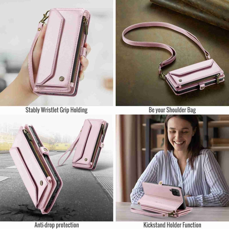 For Samsung Galaxy A12 5G CaseMe C36 Card Slots Zipper Wallet RFID Anti-theft Leather Phone Case