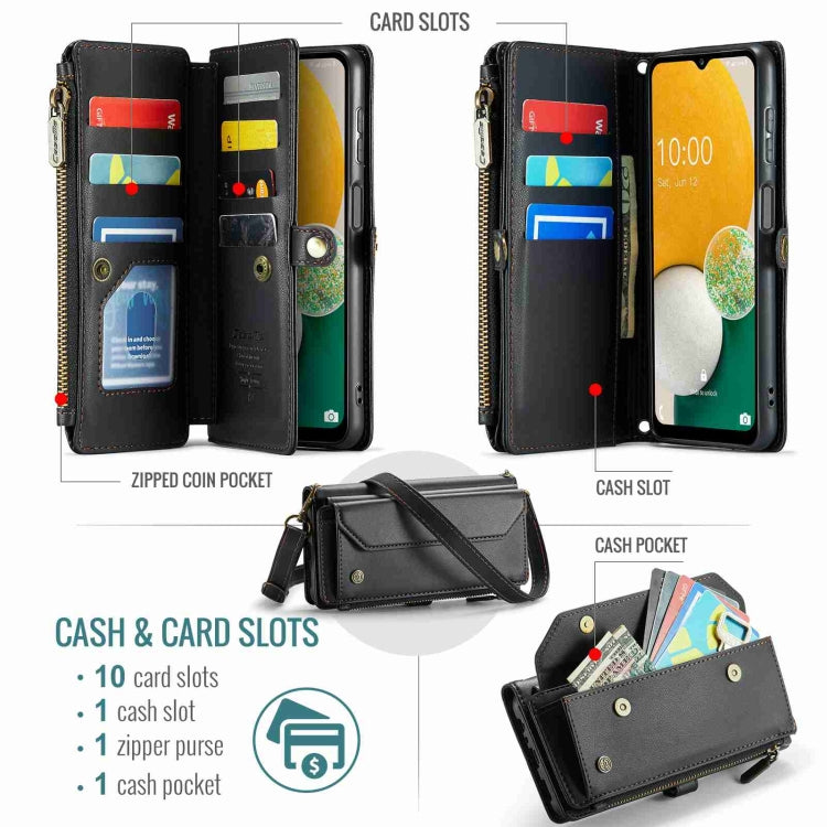 For Samsung Galaxy A13 5G / 4G CaseMe C36 Card Slots Zipper Wallet RFID Anti-theft Leather Phone Case