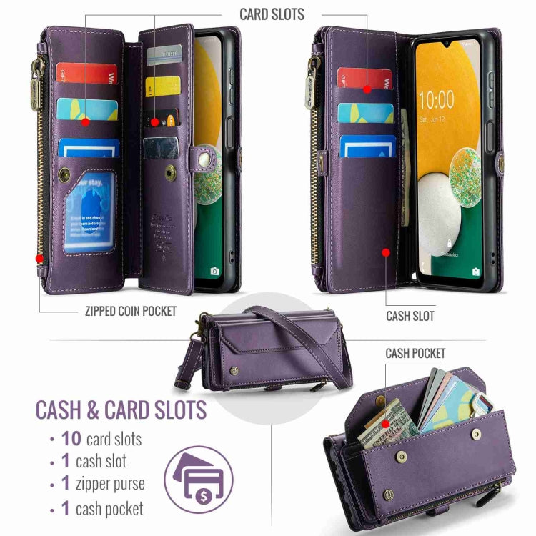 For Samsung Galaxy A13 5G / 4G CaseMe C36 Card Slots Zipper Wallet RFID Anti-theft Leather Phone Case