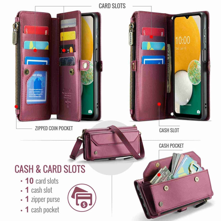 For Samsung Galaxy A13 5G / 4G CaseMe C36 Card Slots Zipper Wallet RFID Anti-theft Leather Phone Case