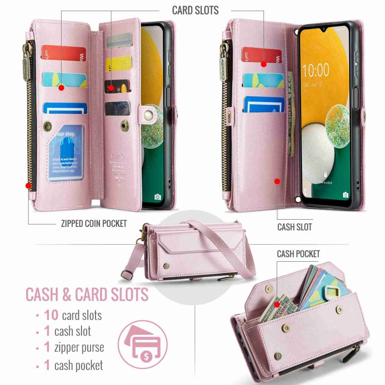 For Samsung Galaxy A13 5G / 4G CaseMe C36 Card Slots Zipper Wallet RFID Anti-theft Leather Phone Case