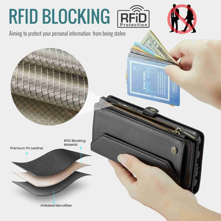 For Samsung Galaxy A14 5G / 4G CaseMe C36 Card Slots Zipper Wallet RFID Anti-theft Leather Phone Case