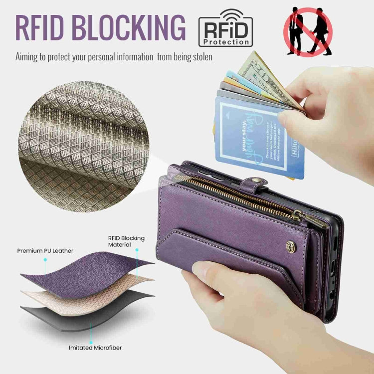 For Samsung Galaxy A14 5G / 4G CaseMe C36 Card Slots Zipper Wallet RFID Anti-theft Leather Phone Case