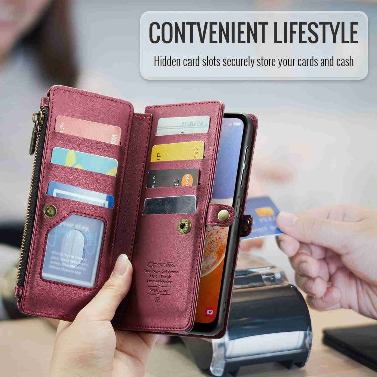 For Samsung Galaxy A14 5G / 4G CaseMe C36 Card Slots Zipper Wallet RFID Anti-theft Leather Phone Case
