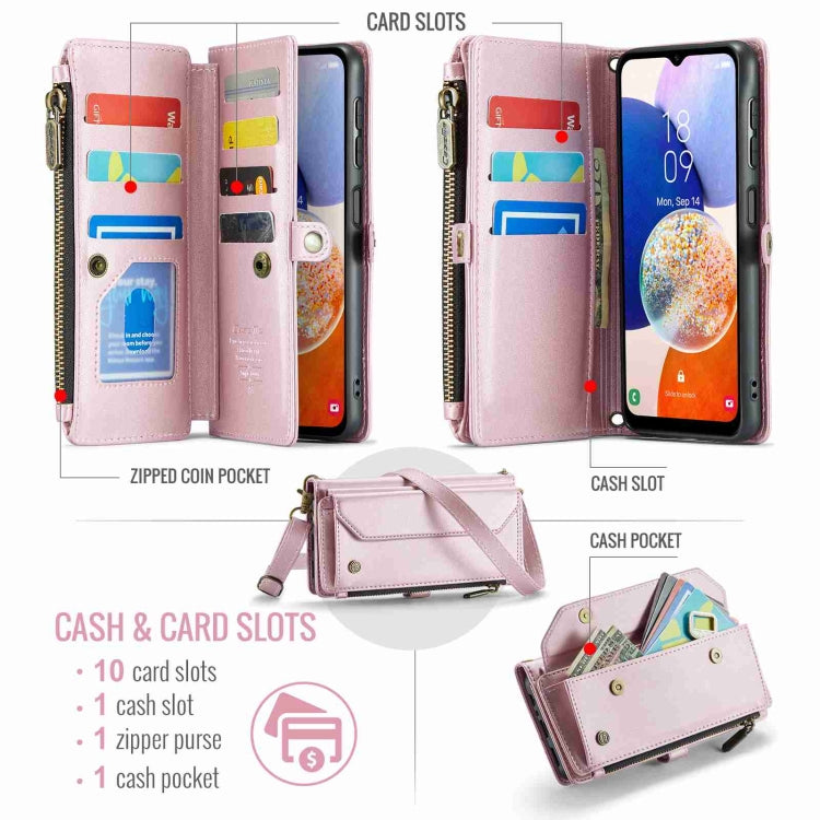 For Samsung Galaxy A14 5G / 4G CaseMe C36 Card Slots Zipper Wallet RFID Anti-theft Leather Phone Case