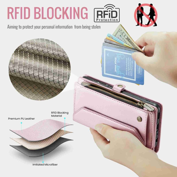 For Samsung Galaxy A14 5G / 4G CaseMe C36 Card Slots Zipper Wallet RFID Anti-theft Leather Phone Case