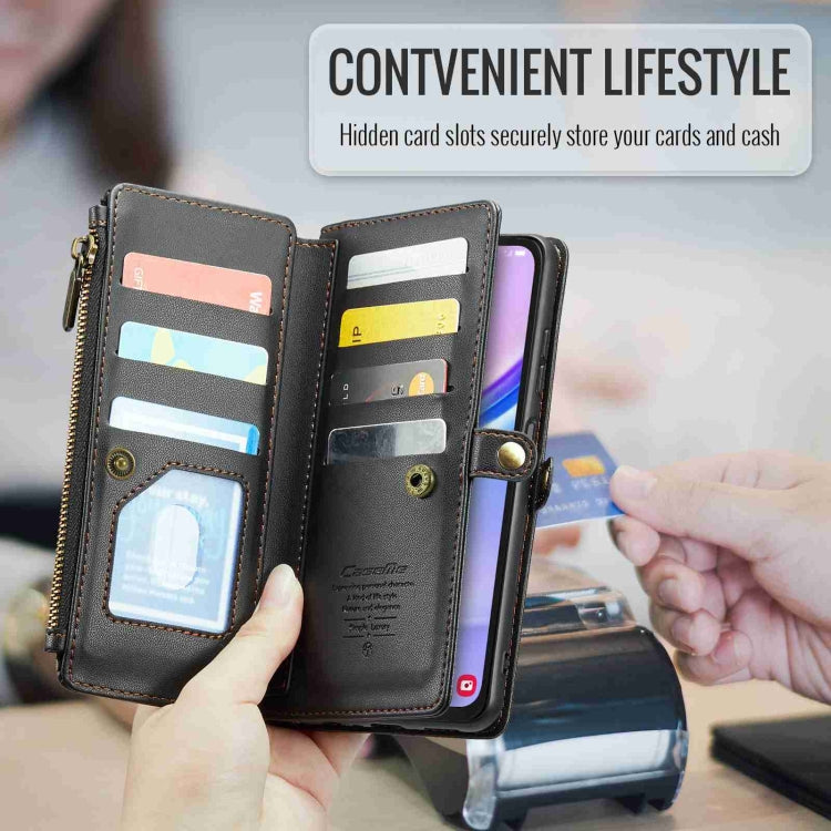 For Samsung Galaxy A15 CaseMe C36 Card Slots Zipper Wallet RFID Anti-theft Leather Phone Case