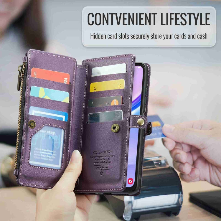 For Samsung Galaxy A15 CaseMe C36 Card Slots Zipper Wallet RFID Anti-theft Leather Phone Case