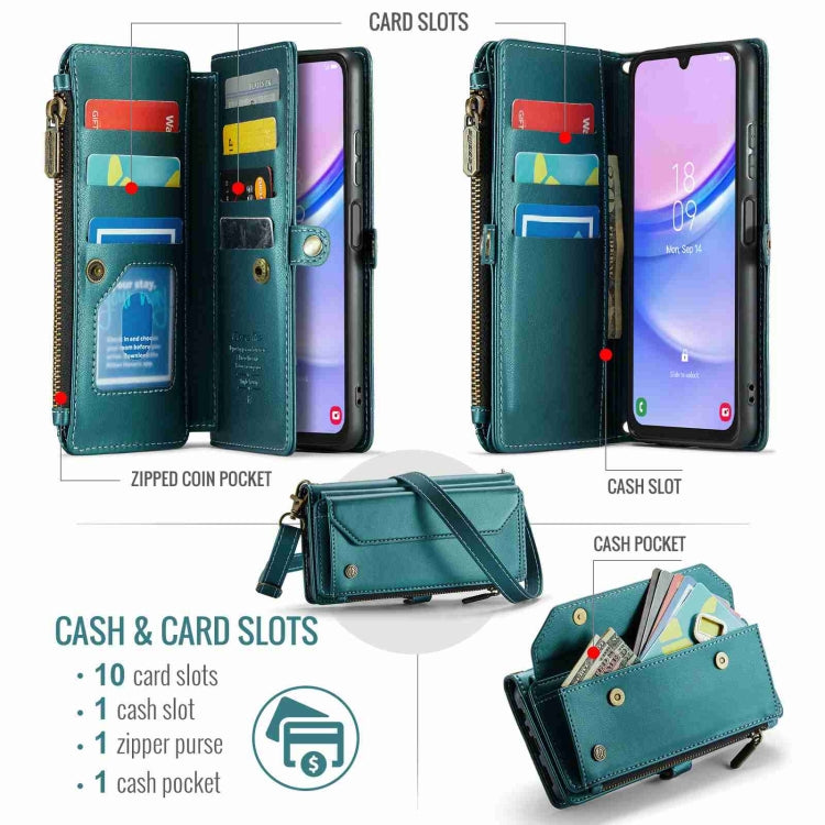 For Samsung Galaxy A15 CaseMe C36 Card Slots Zipper Wallet RFID Anti-theft Leather Phone Case