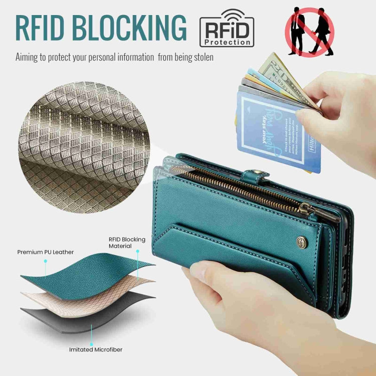 For Samsung Galaxy A15 CaseMe C36 Card Slots Zipper Wallet RFID Anti-theft Leather Phone Case