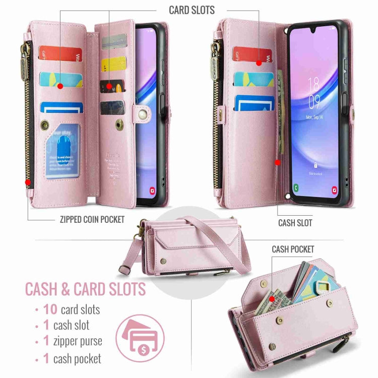 For Samsung Galaxy A15 CaseMe C36 Card Slots Zipper Wallet RFID Anti-theft Leather Phone Case