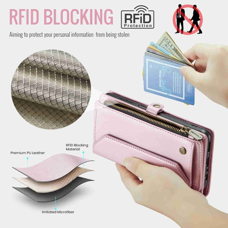 For Samsung Galaxy A15 CaseMe C36 Card Slots Zipper Wallet RFID Anti-theft Leather Phone Case